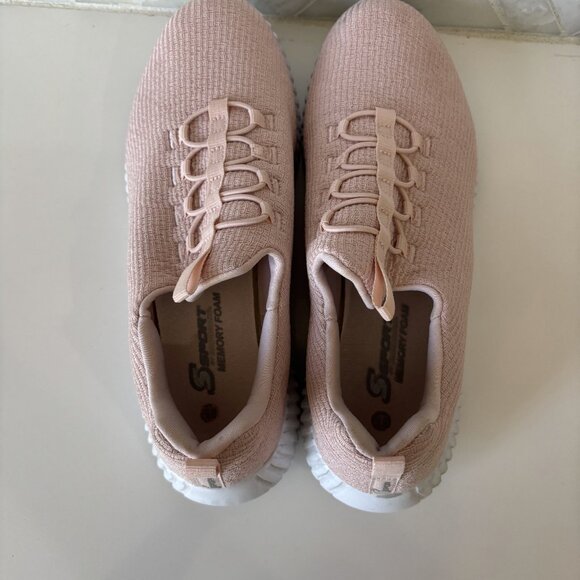 8.5 Charlize Pink Textile Padded Sole Slip On Lace Decor Pull Low Top Sneaker - Picture 8 of 11